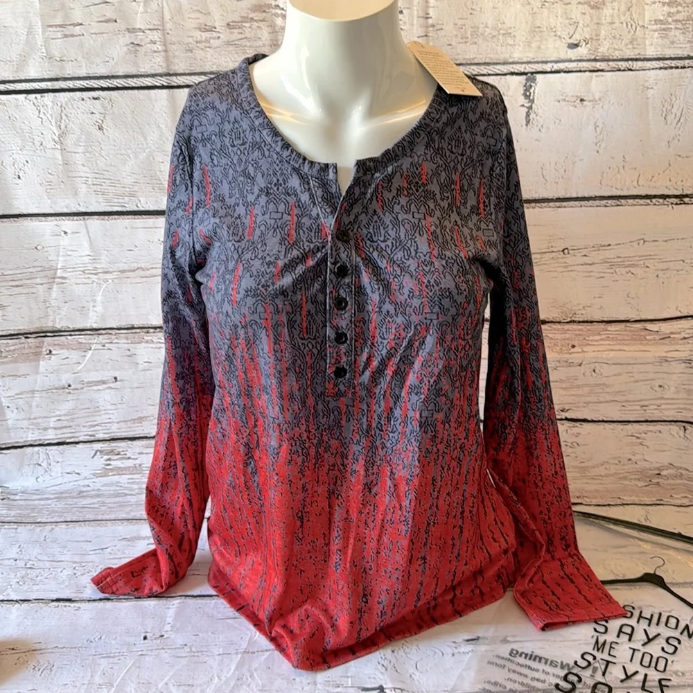 NWT women’s long sleeve shirt, size small, blue and red - Picture 1 of 4
